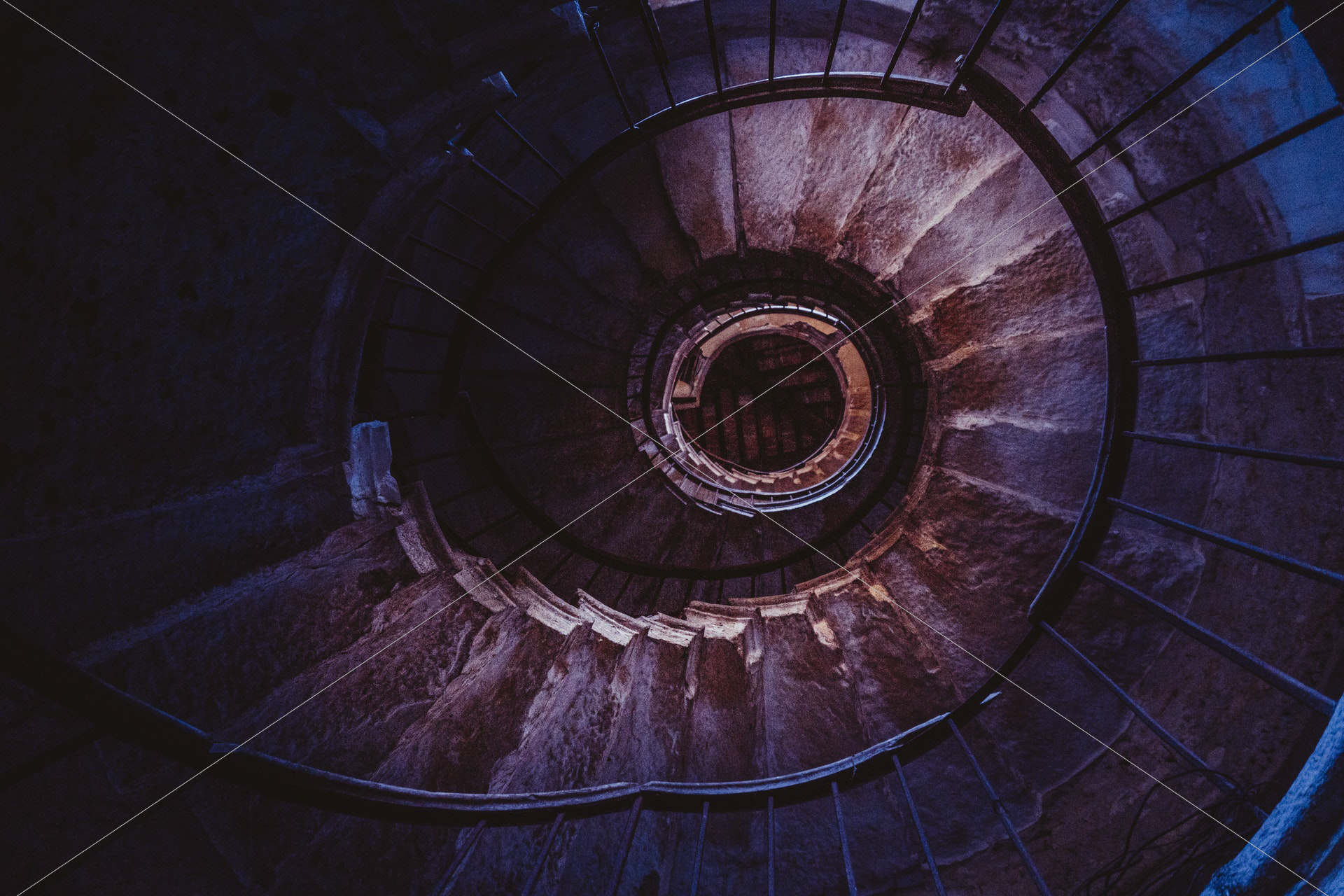 brown spiral staircase