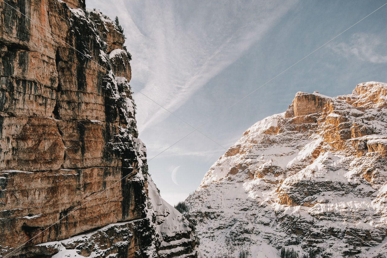 white and brown rock formation